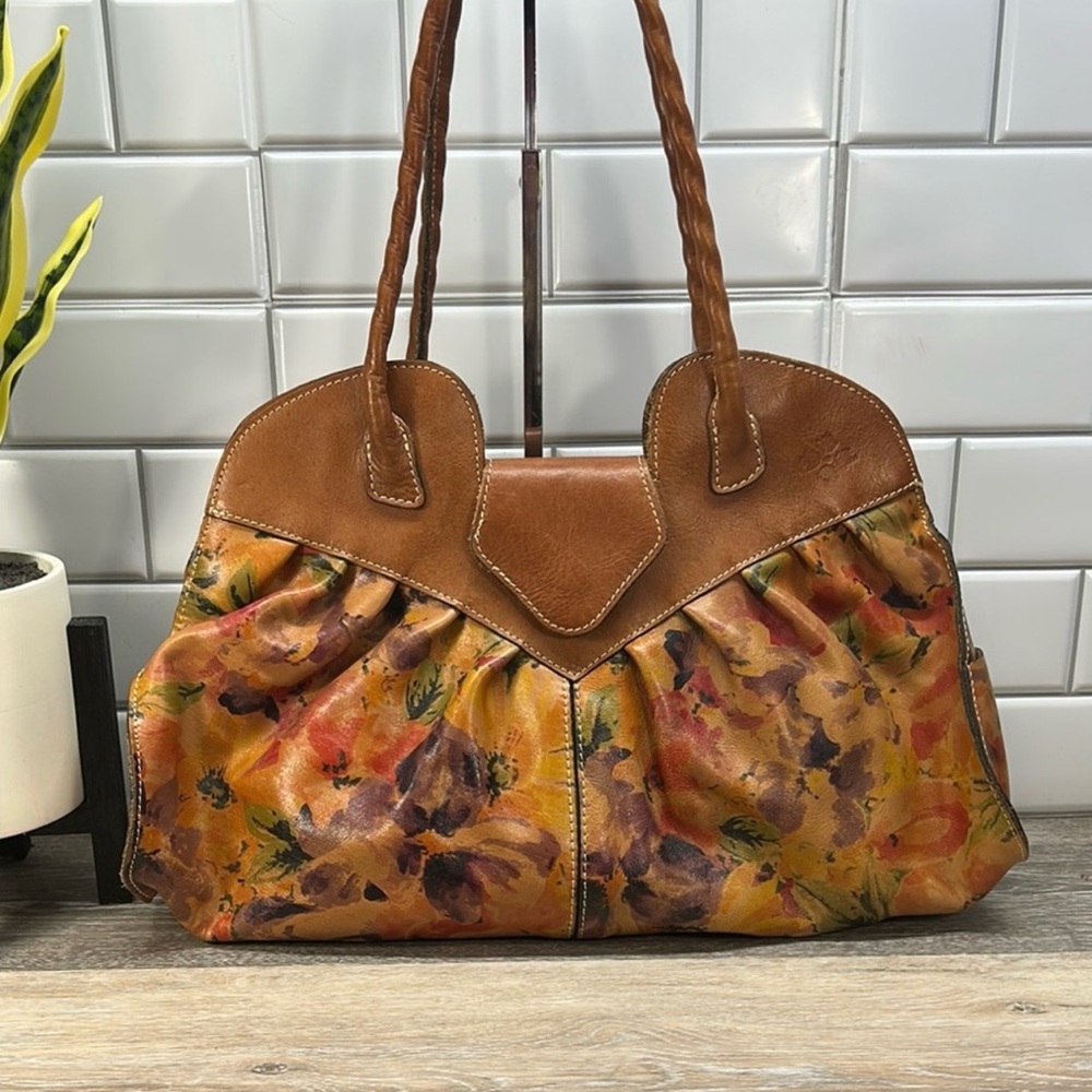 Patricia Nash Heritage Lione Floral Large Leather Shoulder Bag! Preowned!!